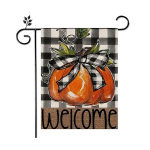 Drapeau de jardin d'automne - 12 x 18 pouces,impression recto verso,motif citrouille vibrant - Neuf