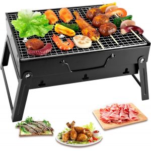 JGD-Barbecue Portable Petit Barbecue &agrave; Charbon de Table Domestique Pliable, pour pique-nique, jardin, terrasse, camping, voyage - Neuf