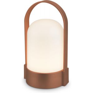 Kalanka-Briloner - Lampe De Table Led Sans Fil Ip44, Tactile, Dimmable, Batterie Rempla&ccedil;able, Chevet, Lecture, Led, Camping, Lampe &Agrave; Batterie, 9x8x15,5 Cm, Brun M&eacute;tal - Neuf