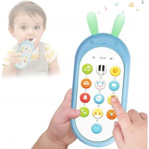 Dww-Téléphone Portable pour Enfant Jouet, Smartphone bébé Bilingue, Jouet Musical d''Eveil Convient aux bébés de Plus de 6 Mois(Bleu) - Neuf