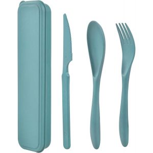 Jeu De Couverts Pour Le Pique-Nique, Le Camping, Le Plastique, Réutilisable, Le Travail, Les Voyages, L'école, Pique-Nique, En Camping Ou En Utilisation Quotidienne (Vert) - Neuf