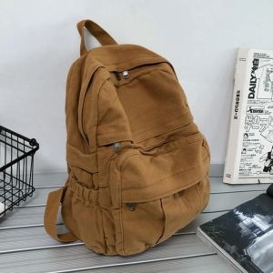 KALEC-Fille Tissu Sac D'École Nouvelle Mode Étudiant Vintage Femmes Sac À Dos Toile Femme Pochette D'Ordinateur Voyage Kawaii Dames Sac À Dos,Green,L32Cmw13Cmh34Cm - Neuf