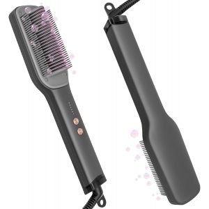 Brosse Lissante, Peigne Lissant 2000 Ions, Chauffage Rapide En 20 Secondes À 5 Niveaux, Brosse Lissante À Double Tension, Peigne Spécial Anti-Frisottis Pour Cheveux Bouclés - Neuf