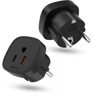 JGD-Lot de 2 adaptateurs de voyage, adaptateur US vers UE, adaptateur prise USA Allemagne, prise de voyage US vers UE, adaptateur US UE, prise adaptateur USA, adaptateur prise UE pour appareils avec - Neuf