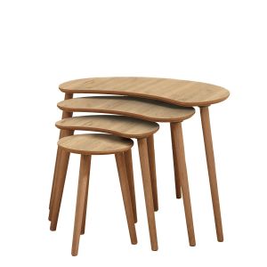 Table gigogne (4 pi&egrave;ces) en bois "Moon" 40 x 75 x 55 cm - Ch&ecirc;ne - Neuf