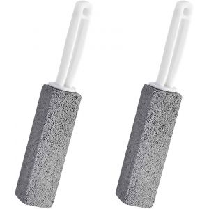 KAL-Lot De 2 Blocs De Nettoyage Pour Wc Avec Poignée - Élimine Les Taches D'Eau Dure, Citron Vert Et Rouille - Brosse Pour Toilettes, Salle De Bain, Porcelaine Et Céramique (23,5 Cm) - Neuf