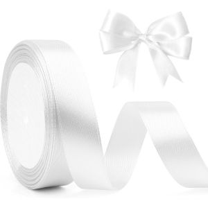 Kal-Ruban Blanc 20mm 25 Yards Ruban Satin Blanc Ruban Blanc Large Satin Ruban Couture Blanc Ruban Tissu Décoratif Ruban En Satin Blanc Mariage Pour Artisanat Diy Ruban De Mariage Blanc Ribbon Blanc N - Neuf