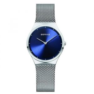 Montre Femme - Bering - Mod&egrave;le Chic - Fond Bleu - Bracelet Acier - Verre Saphir - Neuf