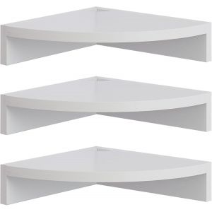 Lot de 3 étagères d'angle suspendues en bois rustique flottant avec trou pour fil de fer - Style vintage maison de campagne - Pour chambre à coucher, salon - Blanc - Neuf