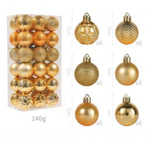 36Pcs 5cm Boules de No&euml;l,or Incassable Arbre de No&euml;l Boules de D&eacute;corations, No&euml;l D&eacute;coratif Suspendu Babiole Pendentif D&eacute;corations pour la Maison du Parti de Mariage de Vacances D&eacute;corations d'Arbre d - Neuf