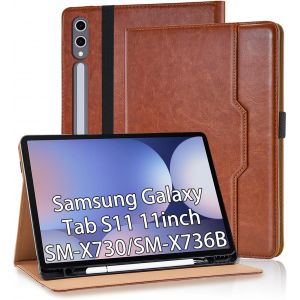 LORANKA-&Eacute;tui pour Samsung Galaxy Tab S11 11 Pouces 2025 (SM-X730/X736B) &Eacute;tui de Protection en Cuir PU avec Support &Eacute;tui de Protection &agrave; Rabat avec Fonction Support Housse pour Tablette,Marron - Neuf