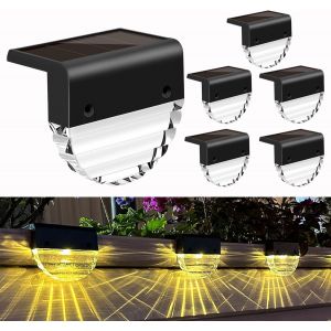 6 Pièces Lampe Solaire Exterieur, Lumières De Clôture Solaires, 2 Modes De Blanc Chaud/Changement De Couleur, Ip65 Étanche Lampes Led Pour Allées, Decoration Jardin Pour Marche, Escalier, Terrasse - Neuf