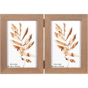 CMWX-Cadre photo double marron de 15,2 x 10,2 cm, peut contenir 2 photos standard, autoportant, double cadre photo de 15 x 10 cm, cadre photo 10 x 15 cm, support vertical sur bureau - Neuf