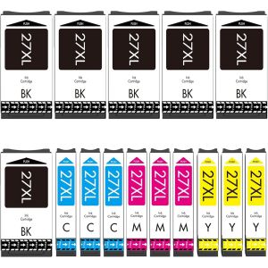 Lot de 15 cartouches d'encre compatibles avec Epson 27 27 XL Workforce WF-3620 WF-3640 WF-7110 WF-7210 WF-7610 WF-7620 WF-7710 WF-7715 WF-7720 - Neuf
