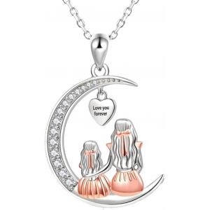 Kal-Collier Mère Et Fille En Argent Sterling 925, Collier C?ur Mère, Collier Croissant, Pendentif C?ur, Chaîne De Bijoux Cadeau Pour La Fête Des Mères - Neuf