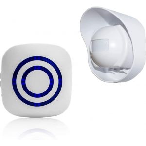 Alarme D&eacute;tecteur de Mouvement Exterieur sans Fil, Sonnette Alarme d'entr&eacute;e capteur de Mouvement PIR et 1 r&eacute;cepteur enfichable 38 sonneries - Neuf