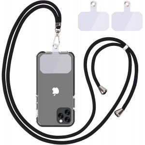 Cha&icirc;ne De T&eacute;l&eacute;phone Portable Universelle - Cordon Universel Pour T&eacute;l&eacute;phone Portable &Agrave; Suspendre Autour Du Cou - Avec Cordon De T&eacute;l&eacute;phone Portable - R&eacute;glable Et Amovible - Noir Clair - Neuf