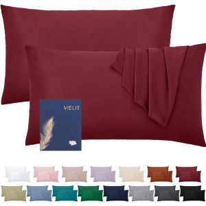 Slep-Lot De 2 Housses De Coussin De 40 X 60 Cm En Microfibre Douce, Certifiées Écologiques, 60 X 40 Cm, Rouges, 40 X 60 Cm, Résistantes Et Hypoallergéniques - Neuf