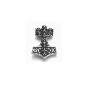 Pendentifs En 304 Acier Inoxydable, Motif Marteau De Thor, Argent Antique, 42x35x13mmtrou 5.5mm Pendentif Vendu Seul T&ecirc;te De Mort - Neuf