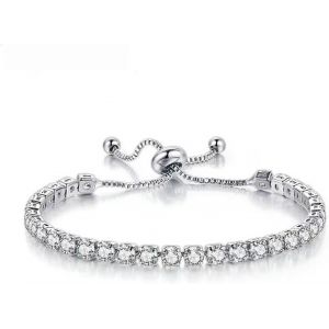 Eryi-Bracelet Argent Tennis Flash 5a Zircon Cristal Bracelet Réglable Bracelet Avec Carte Cadeau Pour Amis Mère Femme - Neuf