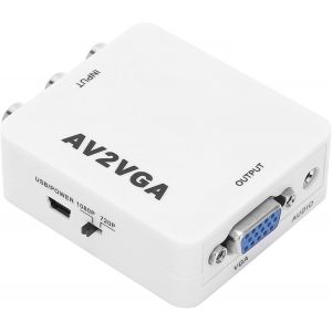 Convertisseur Vidéo HD AV2VGA 1920x1080 avec Câble USB,Convertisseur AV vers VGA Portable - Neuf