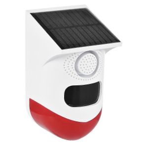 Alarme de capteur de mouvement solaire 120DB Sirène forte LED Lumières stroboscopiques Son Alarme de sécurité Extérieur Étanche - Neuf