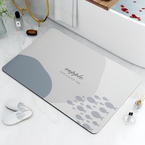 KALANKA-Tapis De Bain Antid&eacute;rapant 40X60cm, Diatomite Absorbant, S&eacute;chage Rapide, Sortie De Douche, Antid&eacute;rapant Cuisine, Gris Clair - Neuf