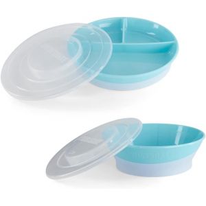 Kal-Ensemble De Vaisselle Pour Bébé | Assiette Divisée Bébé + Bol Bébé | Assiette Et Bol Pour Bébé Sans Bpa | Kit De Formation Alimentaire Pour Enfants | Bleu - Neuf