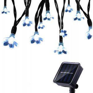Kal-Guirlande Solaire Extérieure Avec Fleur, 7m 50 Led Guirlande Lumineuse Solaire Etanche, 8 Modes D'éclairage Lampe Décoratives Pour Jardin Gazebo Patio Cour Clôture Extérieur (Blanc) - Neuf