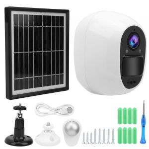 Camera WiFi 1080P 3,3 W, panneau solaire, IR-CUT, vision nocturne, detection de mouvement, surveillance, etancheite IP66 - Neuf