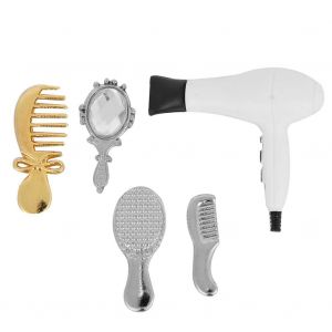 Lot de 5 peignes et miroirs miniatures pour seche-cheveux, pour decoration de maison de poupee 1:12, accessoires de salle de bain - Neuf