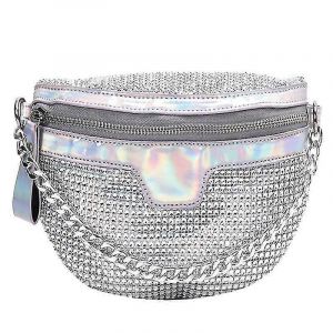 Argent Fanny Packs &Eacute;l&eacute;gant Brillant Sac Banane D&eacute;licate Femmes Sac Banane Chic Shopping Taille - Neuf