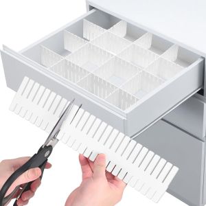 Mevronisshop-Lot De 20 S&eacute;parateurs De Tiroir, 32 X 7 Cm, S&eacute;parateurs De Tiroir Blancs, Organisateur De Tiroir R&eacute;glable, Rangement Tiroir Plastique, Adapt&eacute; Pour Ranger Chaussettes, Sous-V&ecirc;tements - Neuf