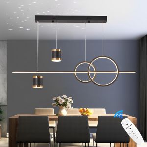 Subzonal-Moderne Dimmable Suspension Led 120cm Hauteur R&eacute;glable Lustre De Table &Agrave; Manger 49 W Ciel &Eacute;toil&eacute; Suspensions D'&eacute;clairage Int&eacute;rieur Lustre Salon Avec T&eacute;l&eacute;commande Lampe Suspendue, Noir - Neuf