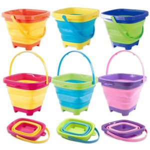 Seau Plage Enfant Pliable Jouets de Plage 6 Pièces Facile à Transporter Seau Pelle Silicone Jeux d'eau et de Plage de 3 4 5 6 7 8 Ans Cadeaux de Voyage - Neuf