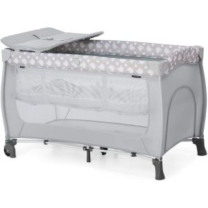 Lit Parapluie Sleep N Play Center 120x60 Cm, Inclus Plan A Langer, Niveau Pour Nouveau-N&eacute;, Roues, Sac De Transport, Pliable, Jusqu'&agrave; 15 Kg, Teddy Gris - Neuf