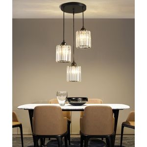Subzonal-Lustre Noir Moderne,Suspension 3 Ampoules Luminaire,Plafonnier De Suspendu En Abat Jour Cristal,Suspensions D'&eacute;clairage Int&eacute;rieur Pour Cuisine,Salon,Salle &Agrave; Manger,Couloir,Chambre - Neuf