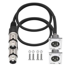 Lot de 2 cables XLR type D, connecteur traversant, XLR D male vers femelle pour boitier de scene haut de gamme, patch - Neuf