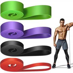 Bande Elastique Musculation (Lot De 4), 4 Niveaux De R&eacute;sistance &Eacute;lastique Musculation, Bandes De R&eacute;sistance &Eacute;lastique Pour Sport, Pilates, Yoga, Musculation, Homme & Femme - Neuf
