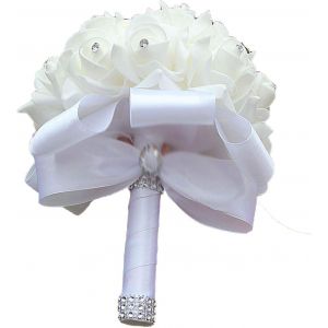 Bouquet De Mari&eacute;e Mariage Artificielle Fleurs, Mari&eacute;e Bouquet Demoiselle d'honneur, Artificiel, Blanc - Neuf