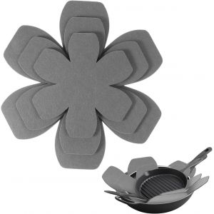 KALANKA-Lot de 6 protège-poêles en feutre - 3 tailles différentes - Réglables - Antidérapants - Pour poêles, casseroles et bols - Protection contre les rayures - Gris - Neuf