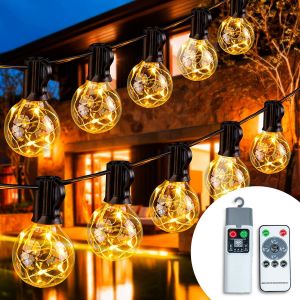 Kalanka-Guirlande Lumineuse D'ext&eacute;rieur, 6 M&egrave;tres, 10 Ampoules Globe, &Eacute;tanche Ip55, Avec T&eacute;l&eacute;commande, R&eacute;sistant Aux Temp&eacute;ratures -20&deg;C &Agrave; 50&deg;C(Ampoule De Fil De Cuivre) - Neuf
