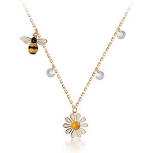 Collier Ras Du Cou En Argent Sterling S925 Plaqu&eacute; Or 18 Carats Pour Femmes Et Filles - Collier Ras Du Cou R&eacute;glable En Forme De Fleur D'abeille - Cadeau D'anniversaire,Argent Sterling,Nouveau - Neuf