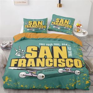 X Cm Microfibre Housse De Couette Personnes Enfant Doux Confortable Parure Lit Personnes Fille Skateboard Housse De Couette Enfant X + X Taies D'oreiller Xcm - Neuf