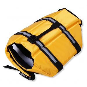 Hjlian Gilet De Securite Reflechissant Pour Chien, Vetement De Natation, Costume De Sauvetage Pour Chiot, Jaune, Taille M - Neuf