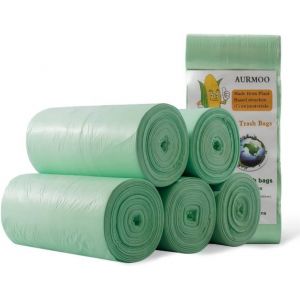 KALANKA-Sacs Poubelle 25L, Sacs Poubelle Biodégradables, Müllbeutel, Sac à Ordures de Cuisine, Sac de Déchets Alimentaires Organiques, Pour Cuisine, Maison, Bureau, 150 Pièces(W50xH60cm, Vert) - Neuf