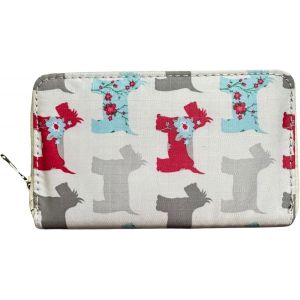 Scotty Dog Print Portefeuille &Agrave; Fermeture &Eacute;clair Pour Femme Avec Fentes Pour Cartes,Poche Pour Pi&egrave;ces De Monnaie Et S&eacute;parateur 16 X 10 X 2,5 Cm,Blanc,16 X 10 Centimeters - Neuf