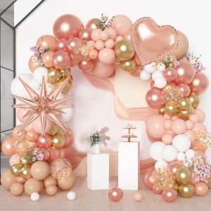 KALANKA-180 Pièces Rose or Ballon Arc Kit Champagne or Anniversaire Décoration Cheval Orange Blanc Ballon Pour Femme Fille Guirlande Pour Bébé Douche Mariage Anniversaire Décoration de Fête - Neuf