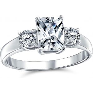 Kal-Bague De Fian&ccedil;ailles Style Art D&eacute;co Cocktail Avec Grenat Vert, Am&eacute;thyste, Pierre Pr&eacute;cieuse Taille &Eacute;meraude Pour Femmes, Plaqu&eacute; Or Jaune Rose En Argent Sterling .925 - Neuf