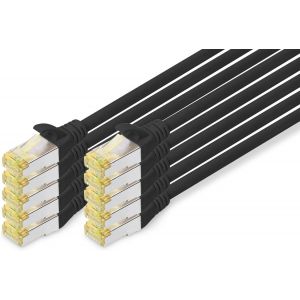 Câble Lan Cat 6A - 1M - 10 Pièces - Rj45 Câble Réseau - S/Ftp Blindé - Compatible Cat-6 & Cat-7 - Noir[Z1642] - Neuf